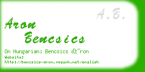 aron bencsics business card